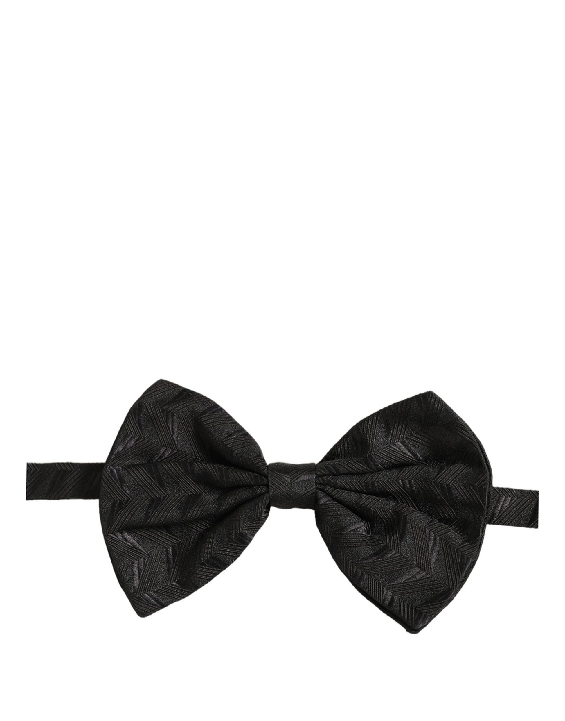 Men Black Patterned Adjustable Neck Papillon Bow Tie