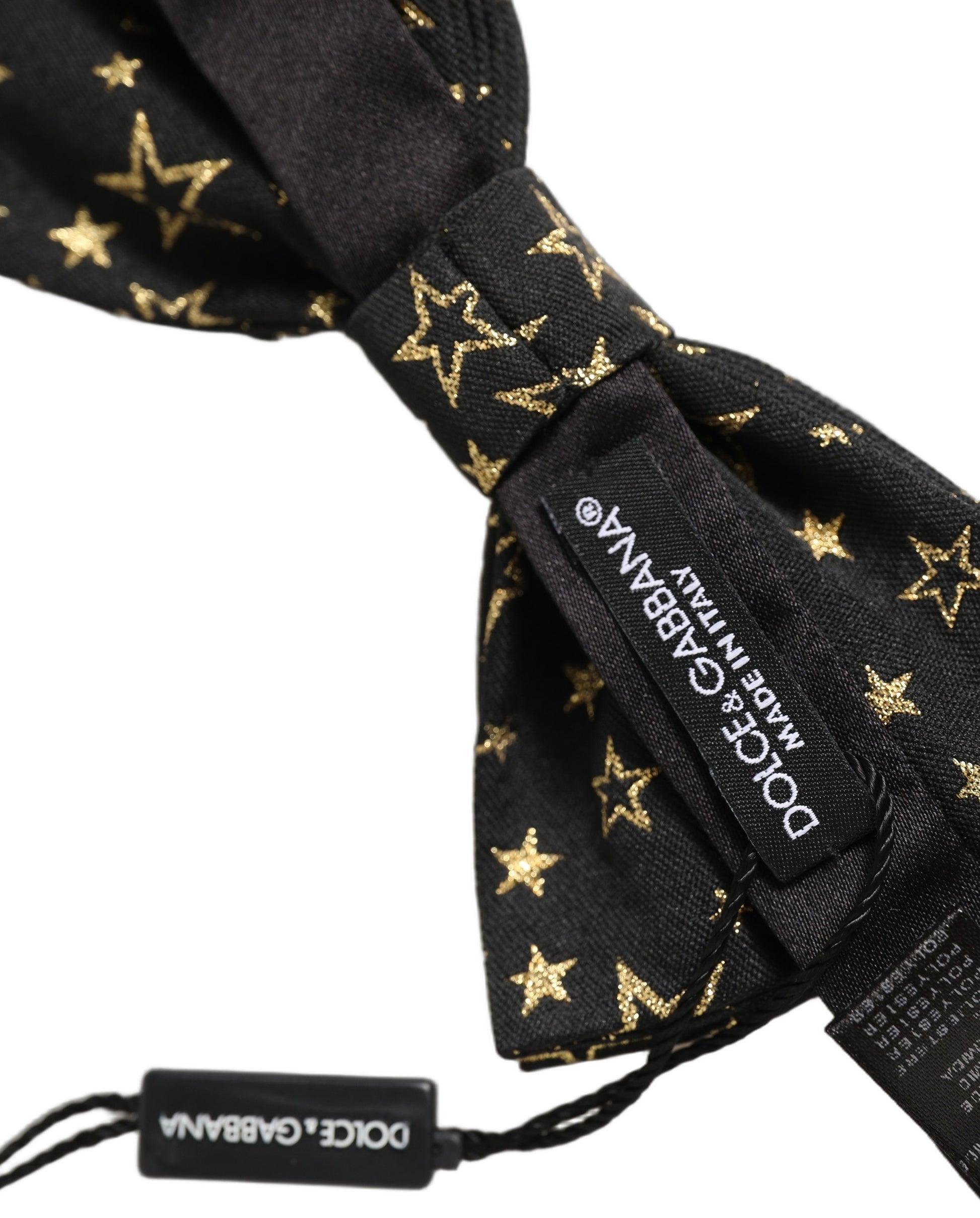 Men Black Star 100% Silk Adjustable Neck Papillon Bow Tie