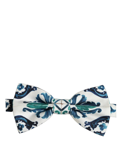 Men White Sicilian Silk Adjustable Neck Papillon Bow Tie