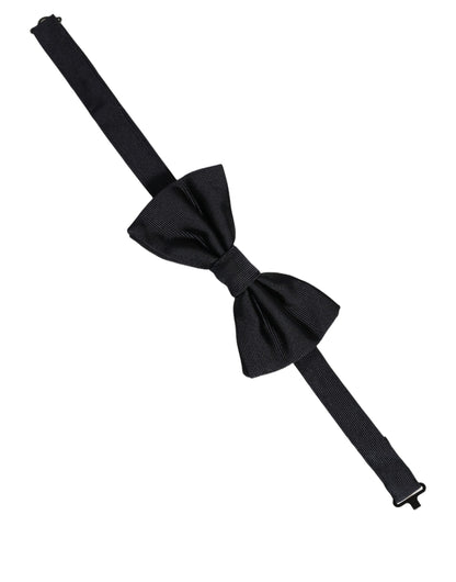 Men Black 100% Silk Adjustable Neck Papillon Bow Tie