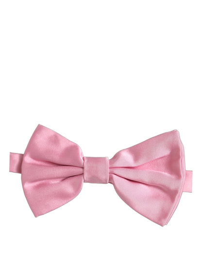 Men Pink 100% Silk Adjustable Neck Papillon Bow Tie