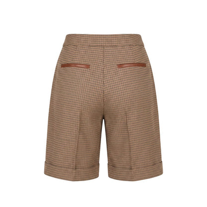 Brown Viscose Women Shorts