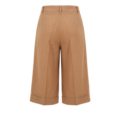 Beige Viscose Women Shorts