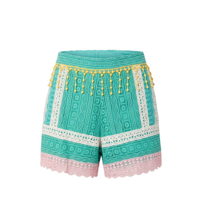 Green Cotton Women Shorts
