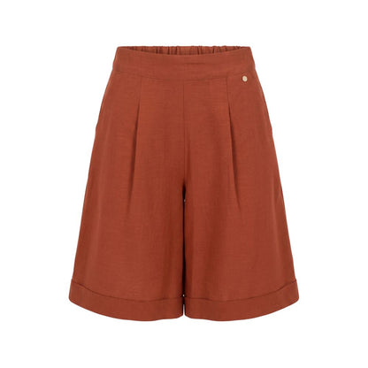 Brown Viscose Women Shorts