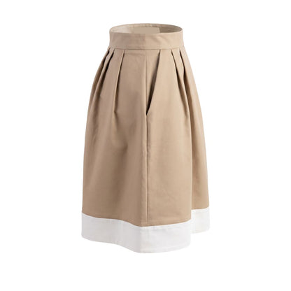 Beige Cotton Women Skirt