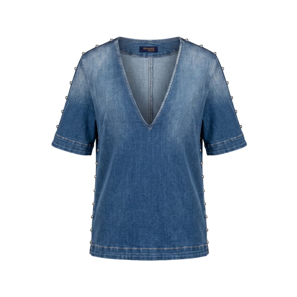 Blue Cotton Women Shirt
