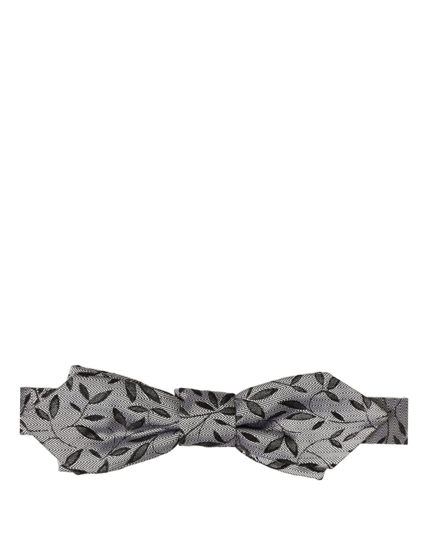 Men Gray Abstract Silk Adjustable Neck Papillon Bow Tie