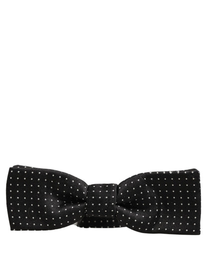 Black White Polka Dot Adjustable Neck Papillon Bow Tie
