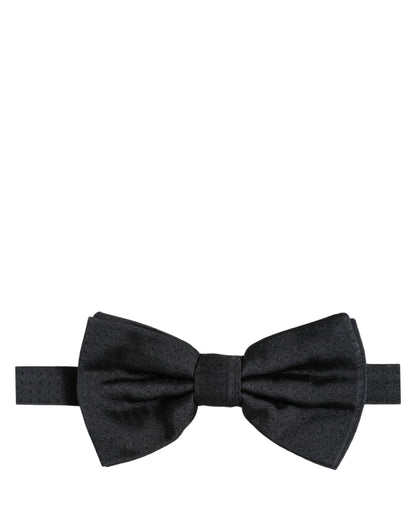 Men Black 100% Silk Adjustable Neck Papillon Bow Tie