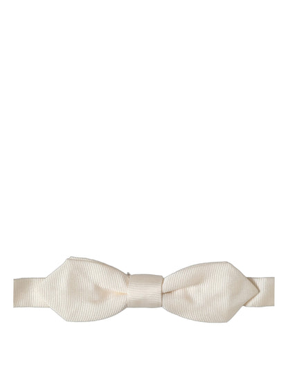 Men White 100% Silk Adjustable Neck Papillon Bow Tie