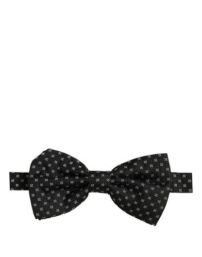 Men Black Patterned Adjustable Neck Papillon Bow Tie