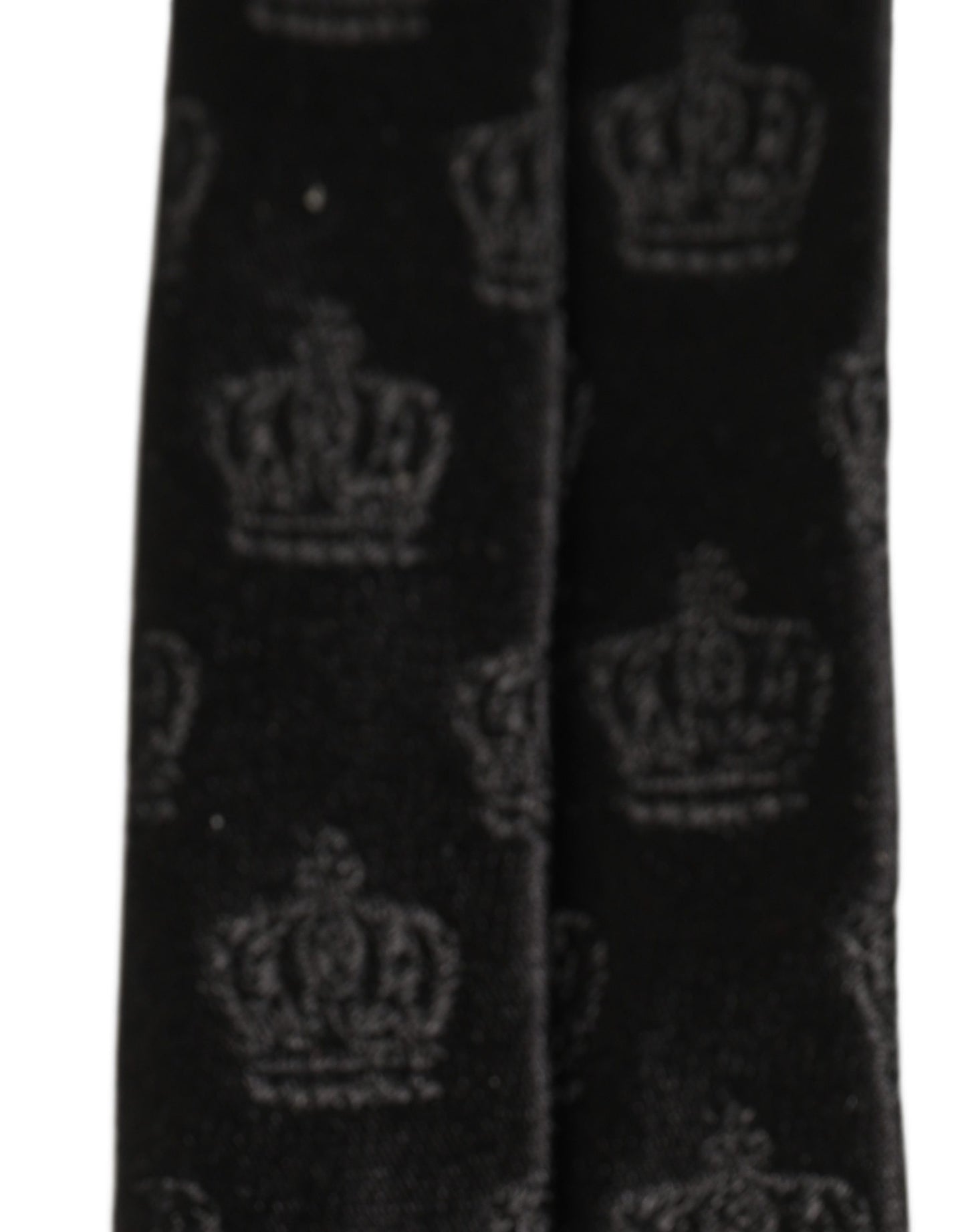Men Black Crown Print Silk Adjustable Tied Necktie Tie