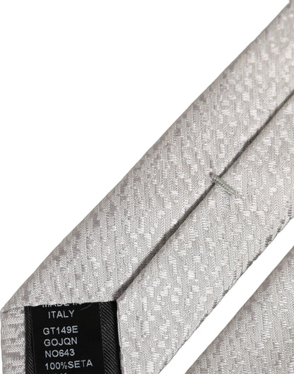 Men Gray 100% Silk Textured Adjustable Tied Necktie Tie