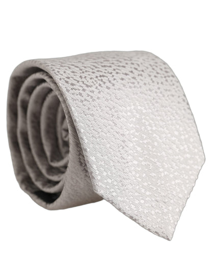 Men Gray 100% Silk Textured Adjustable Tied Necktie Tie