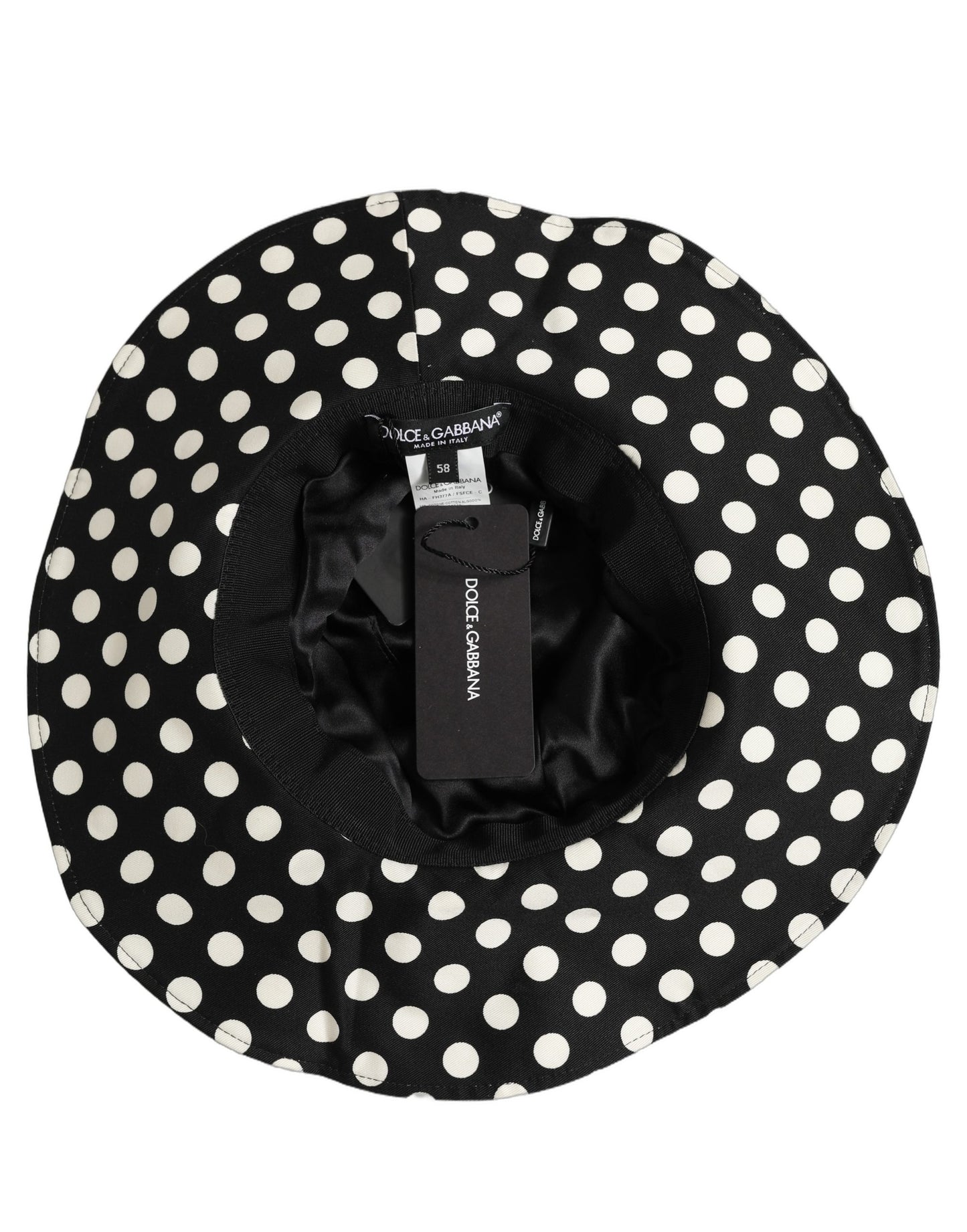 Black White Polka Dot Cotton Bucket Capello Hat