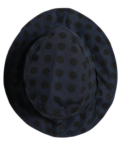 Blue Black Polka Dot Cotton Bucket Capello Hat