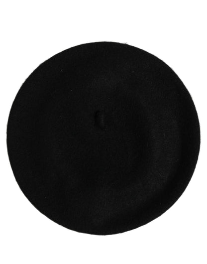 Black Wool French Style Beret Capello Hat