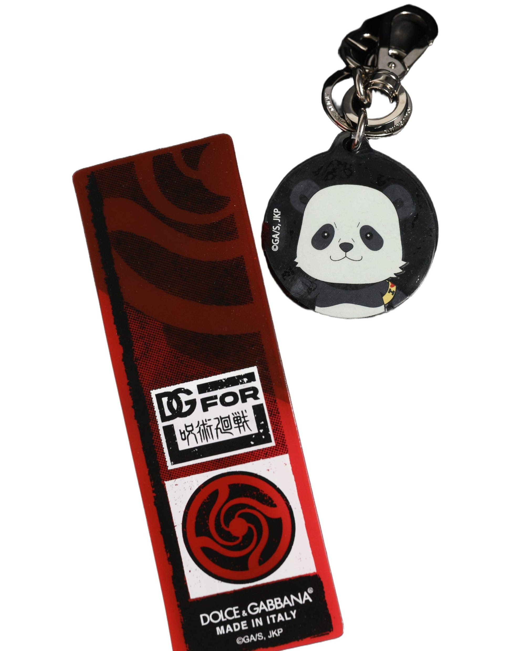 Black Kaisen Panda Chibi Charm Metal Keychain Keyring