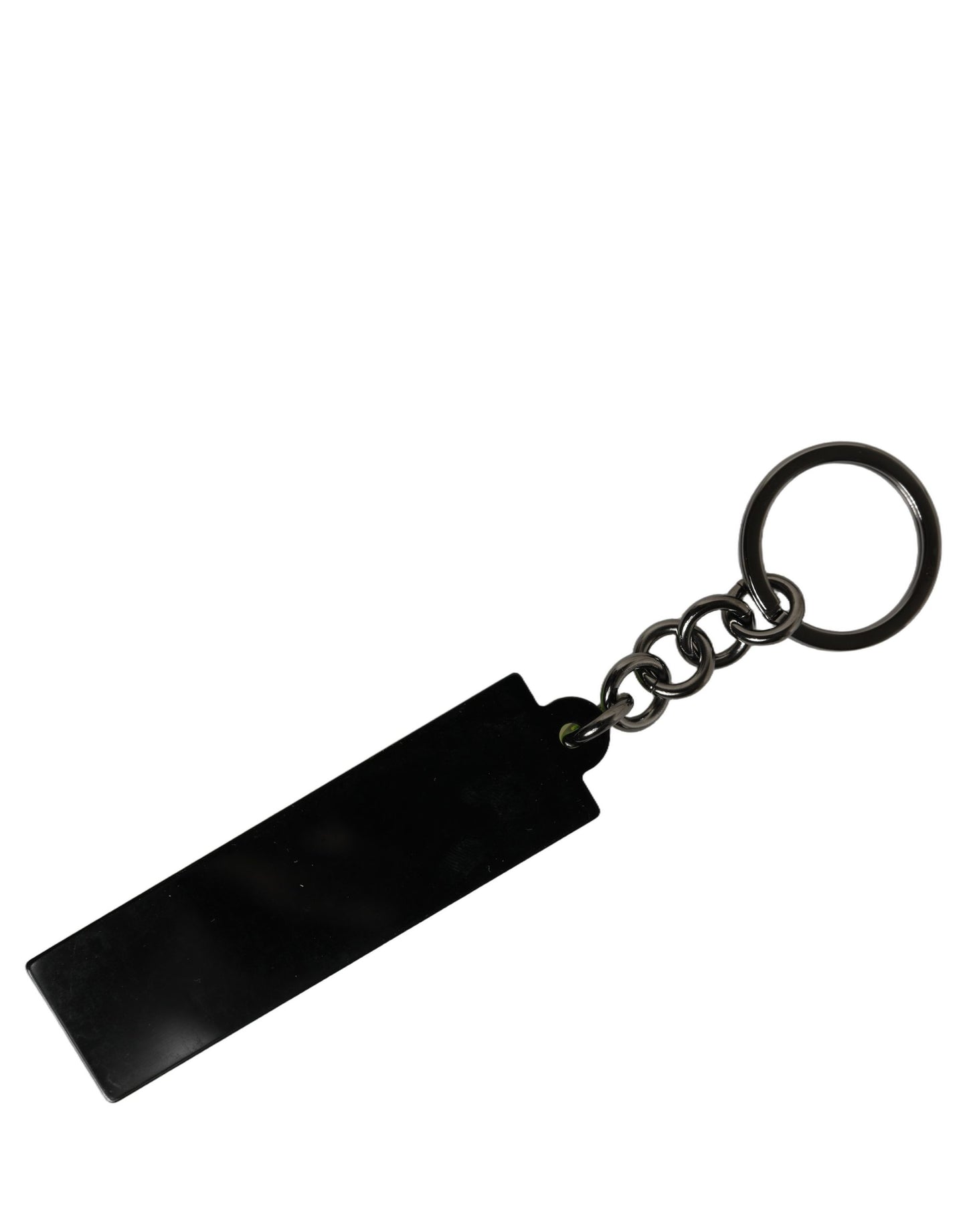 Neon Green Logo Print Charm Metal Keychain Keyring