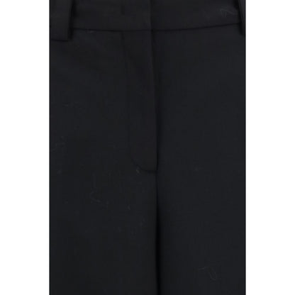 Black Polyester Casual Pants