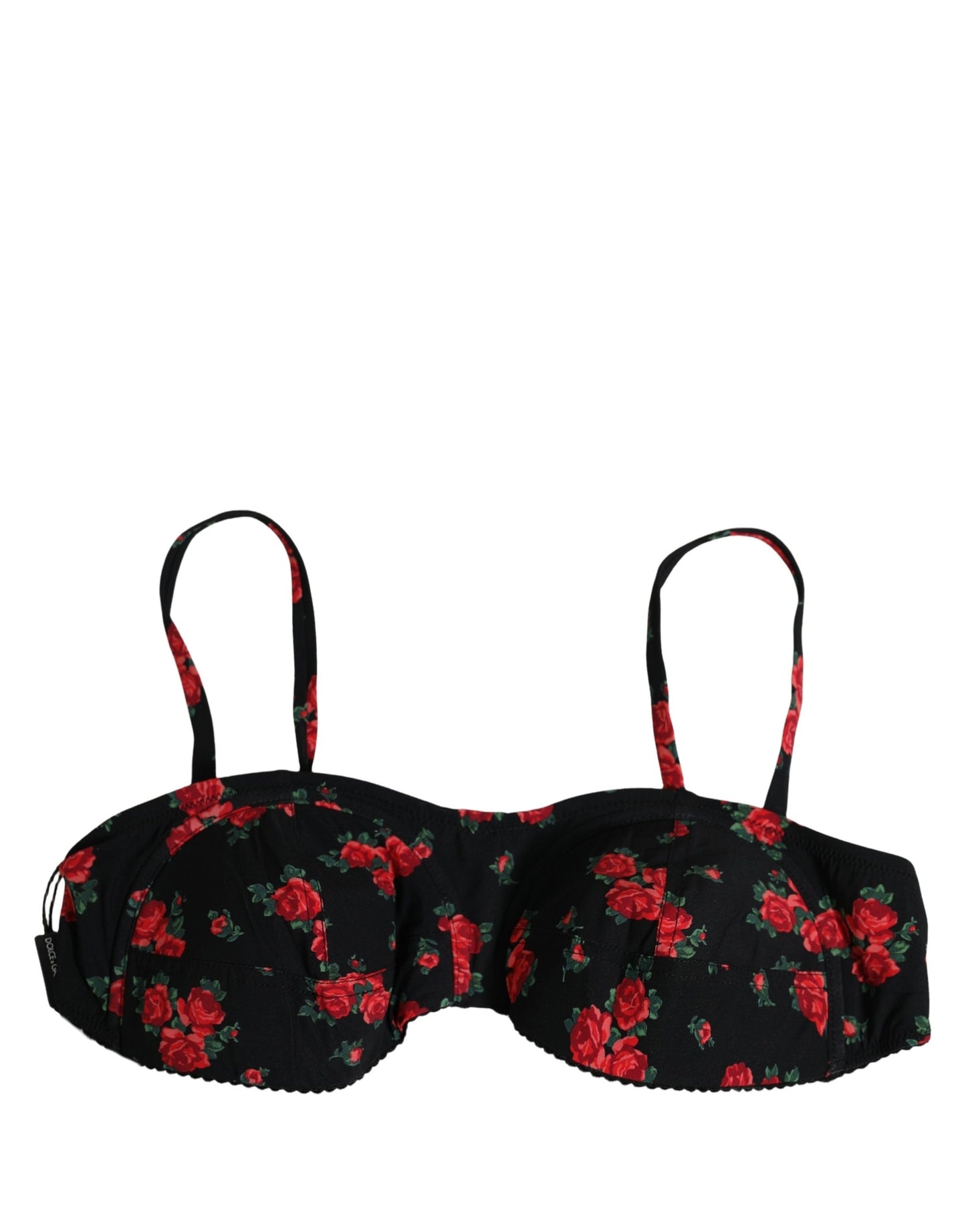Black Floral Print Underwire Beachwear Bikini Top