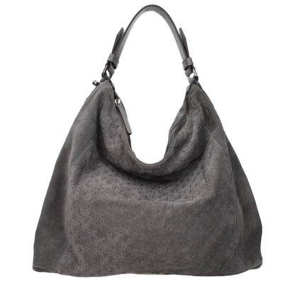 Gray Leather Shoulder Bag