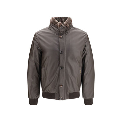 Brown Leather Full-Length Jacket