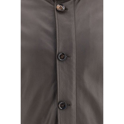 Brown Leather Full-Length Jacket
