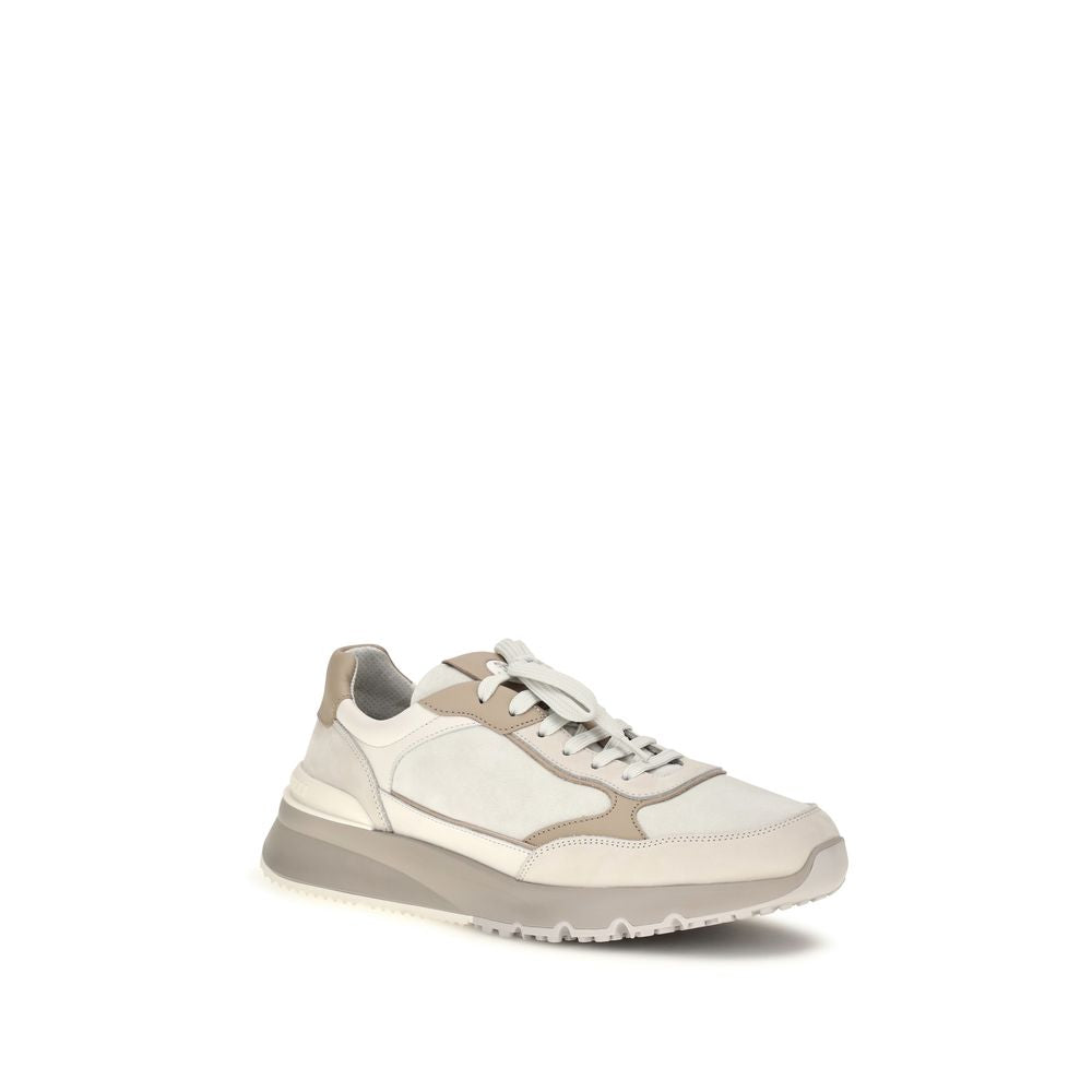 Beige Calf Leather Bos Taurus Athletic Sneakers