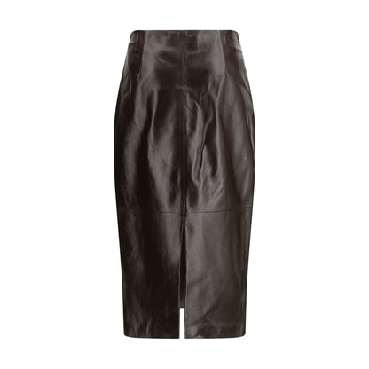 Brown Leather Long Skirt