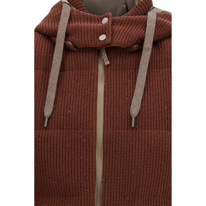 Brown Cotton Sleeveless Jacket