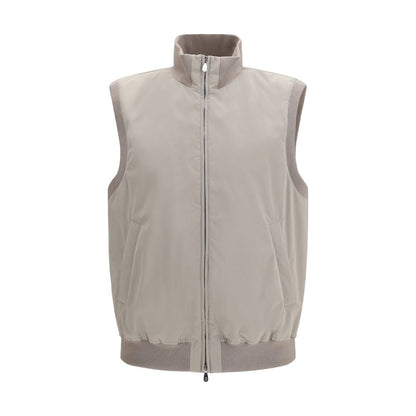 Gray Polyester Sleeveless Jacket