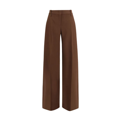 Brown Viscose Flared Pants