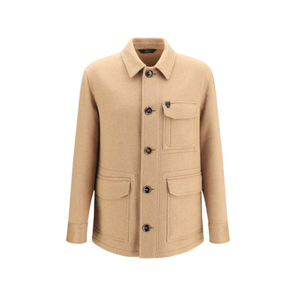 Beige Cashmere Leather Jacket