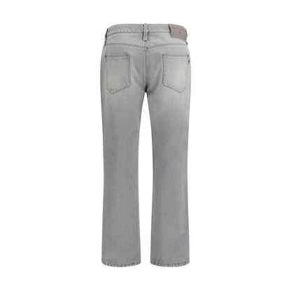Gray Cotton Boyfriend Jeans