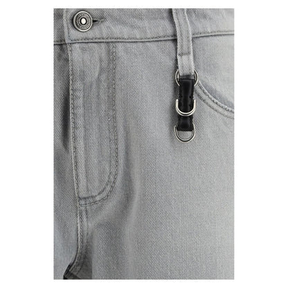 Gray Cotton Boyfriend Jeans