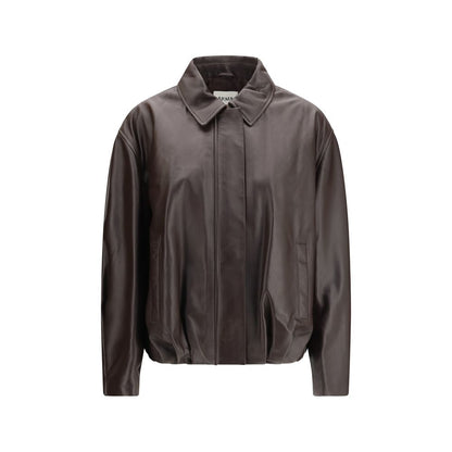 Brown Leather Bomber