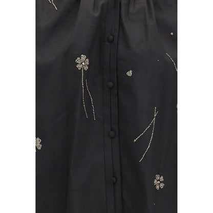 Black Cotton Pattern Shirt