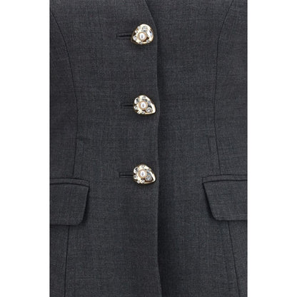 Gray Polyester Full-Length Jacket