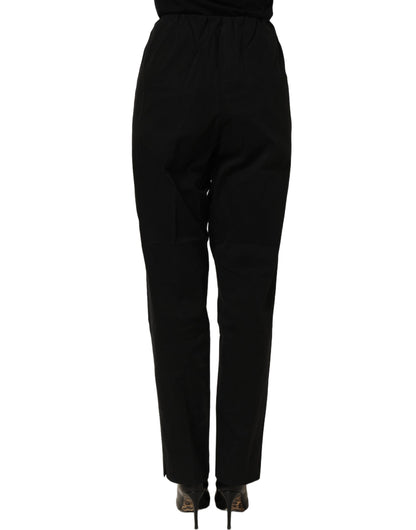 Black High-Waisted Straight Chino Women Trouser Pants