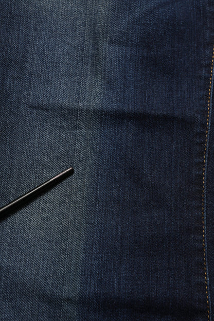 Dark Blue Washed Mid-Waisted Flared Denim Casual Jeans