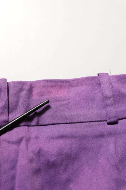 Violet Cotton Stretch High Waist Cropped Trouser Pants