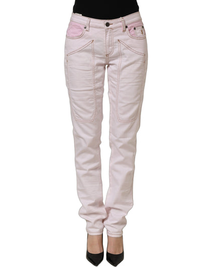 Light Pink Cotton Mid Waist Denim Trouser Jeans