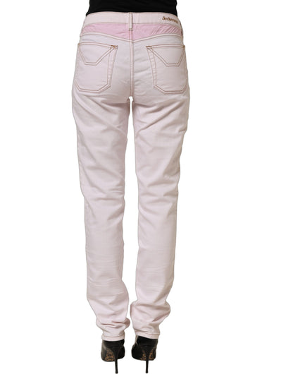 Light Pink Cotton Mid Waist Denim Trouser Jeans