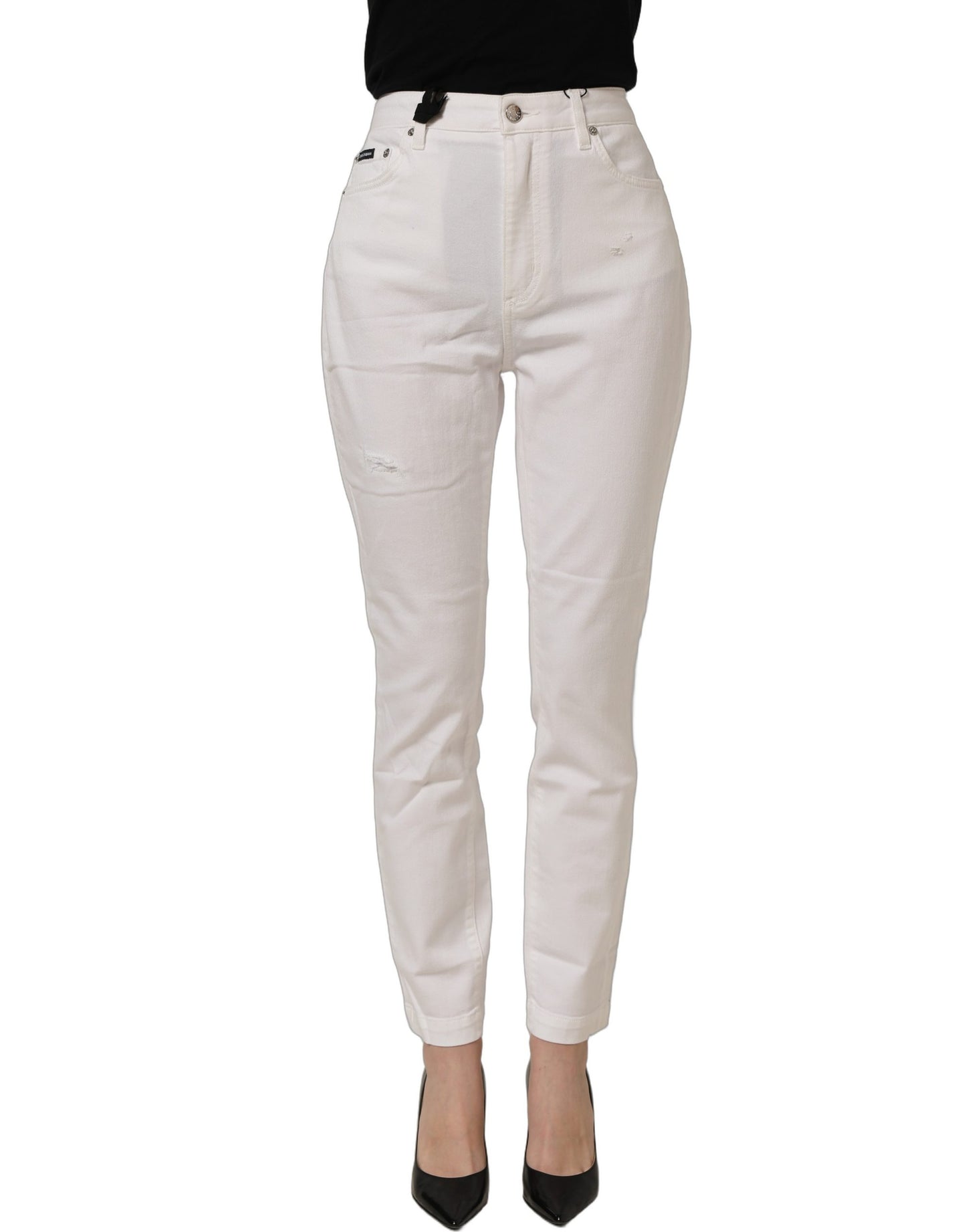 White Cotton Stretch Skinny Denim Jeans