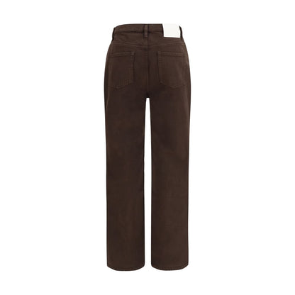 Brown Cotton Straight-Leg Jeans