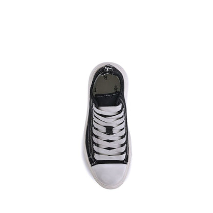 Black Cotton Platform Sneakers