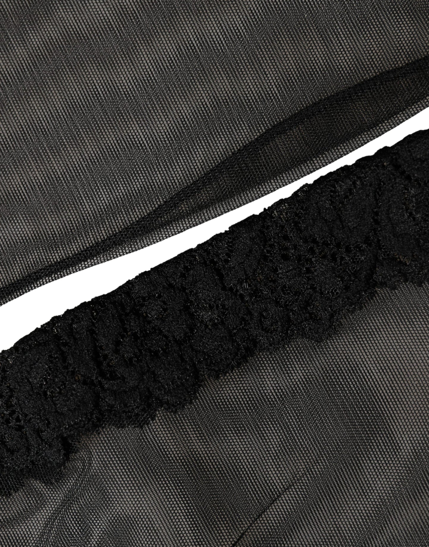 Black Nylon Mesh Sheer Calf Long Accessory Socks