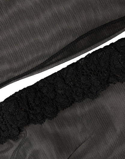 Black Nylon Mesh Sheer Calf Long Accessory Socks